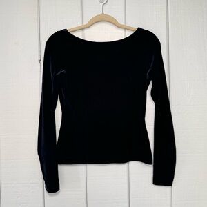 Vintage Georgiou Studio Black Velvet Long Sleeve Top
